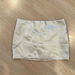 Silver Faux Leather Textured Mini Skirt by the brand Lioness